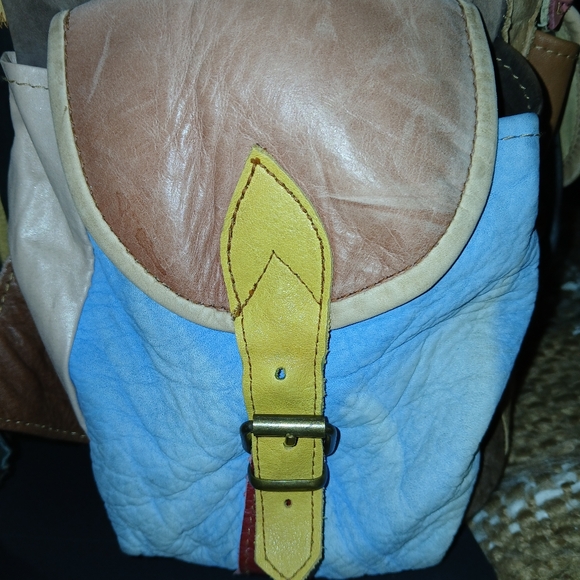 Vintage Patchwork Leather Large Backpack - Waterspots - Picture 7 of 9